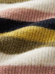 Khaki Green Striped Gem Button V-Neck Jumper - Image 6 of 6