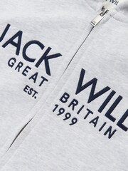 Jack Wills Grey Graphic Pinebrook Zip Through 100% Cotton Hoodie - Image 6 of 6
