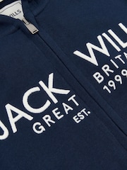 Синий - Jack Wills Graphic Pinebrook Zip Through 100% Cotton Hoodie - Изображение 5 из 6