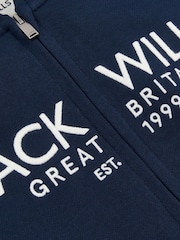 Синий - Jack Wills Graphic Pinebrook Zip Through 100% Cotton Hoodie - Изображение 6 из 6