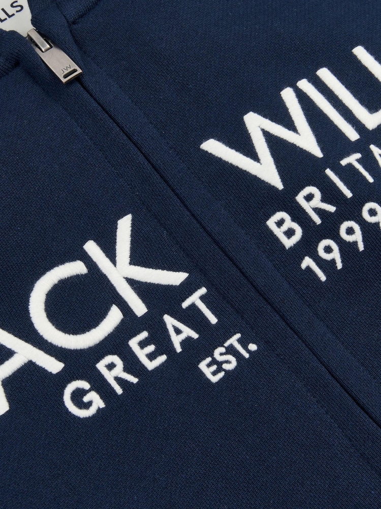 Синий - Jack Wills Graphic Pinebrook Zip Through 100% Cotton Hoodie - Изображение 6 из 6
