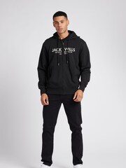 Jack Wills Black Graphic Pinebrook Zip Through 100% Cotton Hoodie - Image 2 of 6