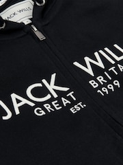 Jack Wills Black Graphic Pinebrook Zip Through 100% Cotton Hoodie - Image 5 of 6