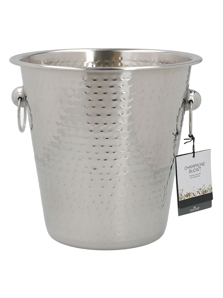 BarCraft Silver Hammered Steel Wine & Champagne Pail - Image 2 of 2