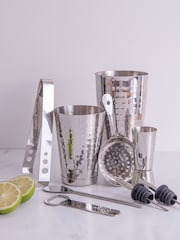 BarCraft 8 Piece Silver Hammered Boston Cocktail Shaker Set - Image 1 of 2