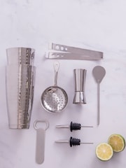 BarCraft 8 Piece Silver Hammered Boston Cocktail Shaker Set - Image 2 of 2