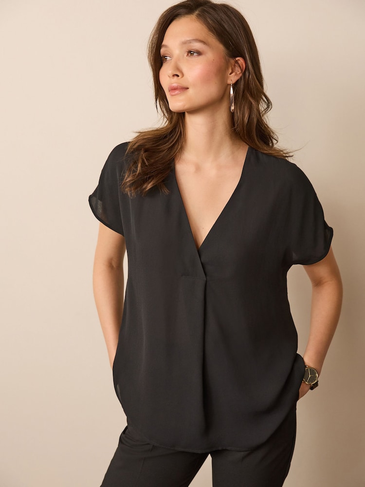 Black Short Sleeve Overhead Top - Image 1 of 6