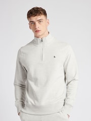 Jack Wills Grey Barchester 1/4 Zip 100% Cotton Sweatshirt - Image 1 of 6