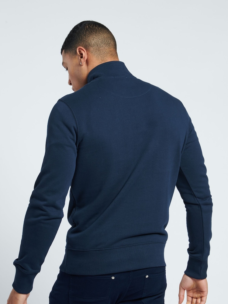 Jack Wills Blue Barchester 1/4 Zip 100% Cotton Sweatshirt - Image 2 of 5