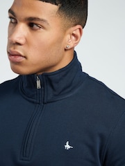 Jack Wills Blue Barchester 1/4 Zip 100% Cotton Sweatshirt - Image 3 of 5