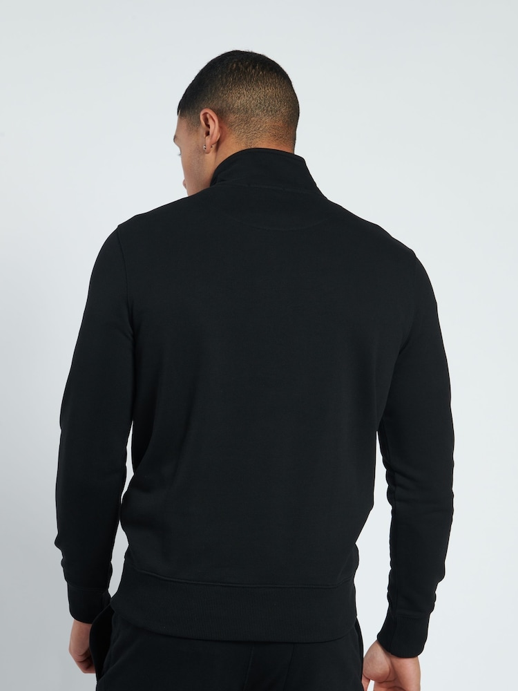 Jack Wills Black Barchester 1/4 Zip 100% Cotton Sweatshirt - Image 2 of 7
