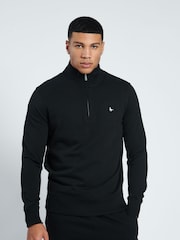 Jack Wills Black Barchester 1/4 Zip 100% Cotton Sweatshirt - Image 3 of 7