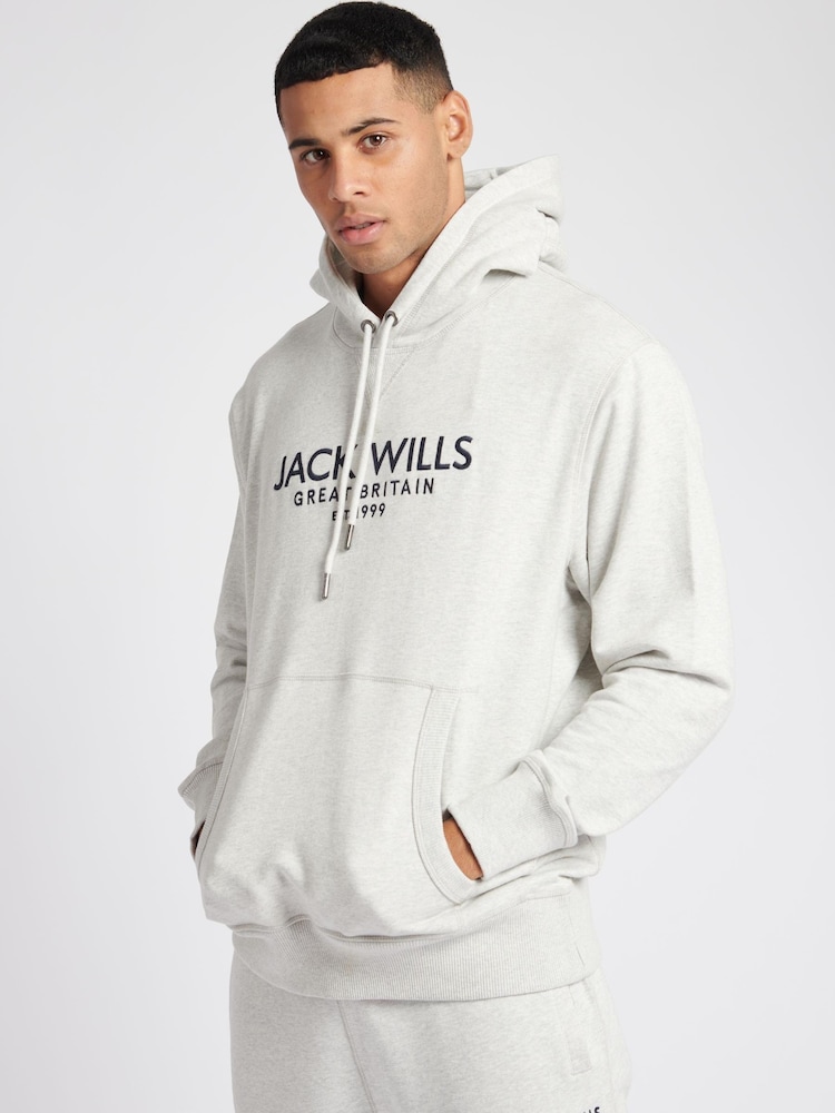 Jack Wills Grey 100% Cotton Batsford Hoodie - Image 1 of 6