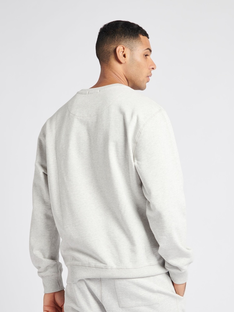 Jack Wills Light Grey Graphic Belvue Crew 100% Cotton Sweat Top - Image 2 of 6
