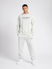 Jack Wills Light Grey Graphic Belvue Crew 100% Cotton Sweat Top - Image 3 of 6