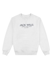 Jack Wills Light Grey Graphic Belvue Crew 100% Cotton Sweat Top - Image 5 of 6