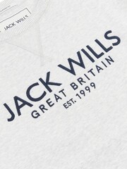 Jack Wills Light Grey Graphic Belvue Crew 100% Cotton Sweat Top - Image 6 of 6