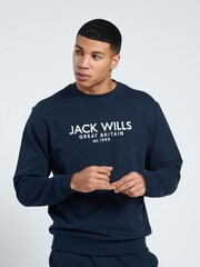 Jack Wills Blue Graphic Belvue Crew 100% Cotton Sweat Top - Image 1 of 5