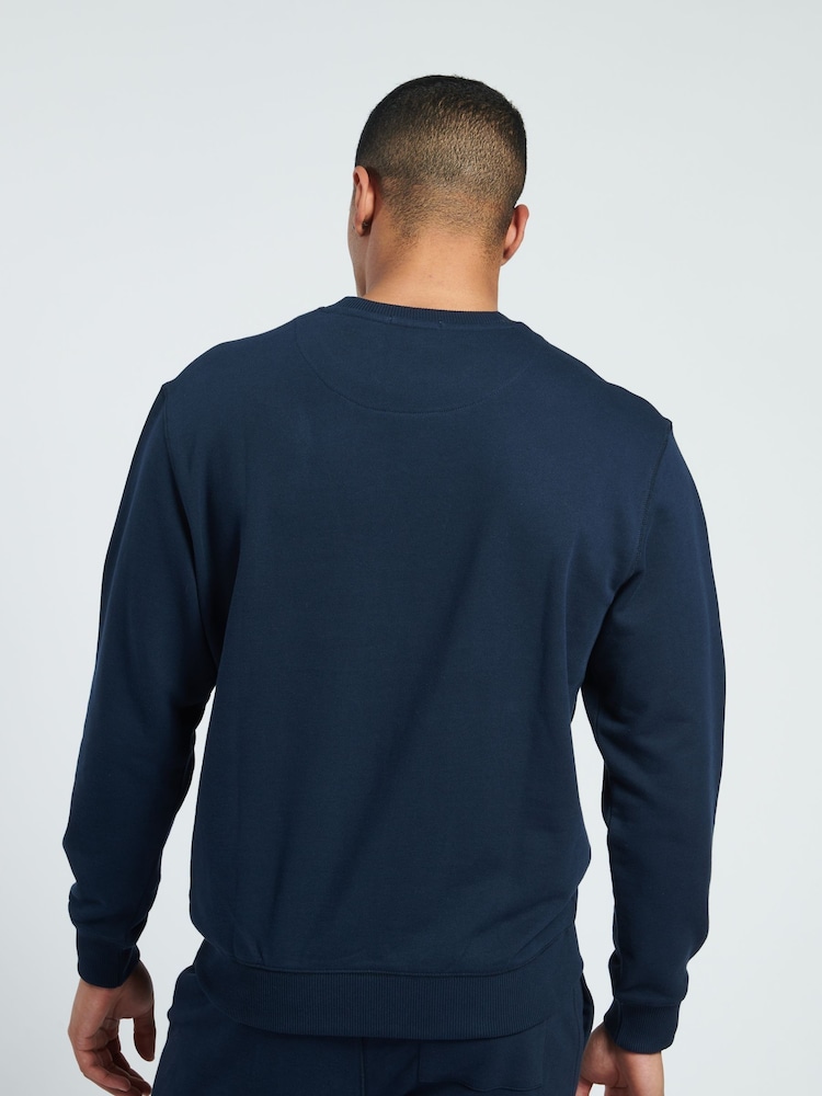 Jack Wills Blue Graphic Belvue Crew 100% Cotton Sweat Top - Image 2 of 5