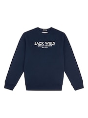 Jack Wills Blue Graphic Belvue Crew 100% Cotton Sweat Top - Image 4 of 5