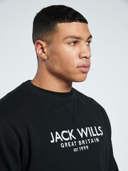 Jack Wills Black Graphic Belvue Crew 100% Cotton Sweat Top - Image 3 of 3