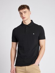 Jack Wills Black 100% Cotton Aldgrove Pique Polo Shirt - Image 1 of 6