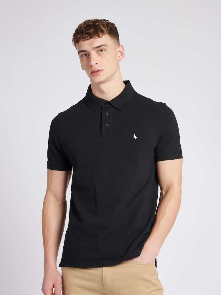 Jack Wills Black 100% Cotton Aldgrove Pique Polo Shirt - Image 1 of 6