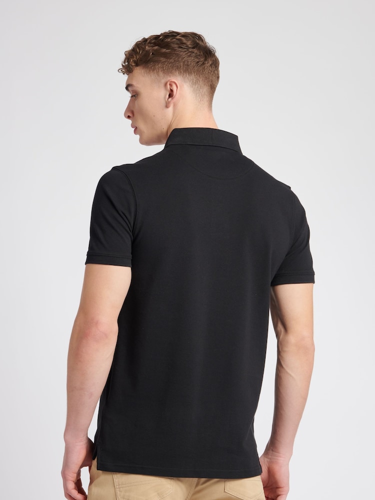 Jack Wills Black 100% Cotton Aldgrove Pique Polo Shirt - Image 2 of 6