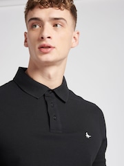 Jack Wills Black 100% Cotton Aldgrove Pique Polo Shirt - Image 4 of 6