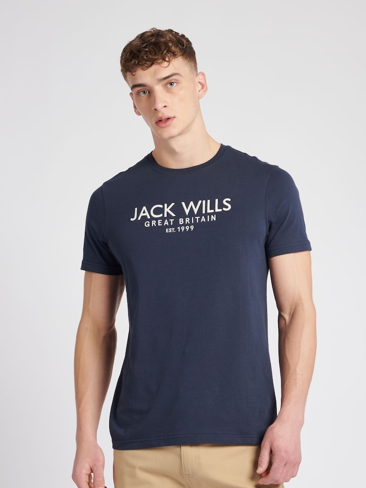 Jack Wills Dark Blue 100% Cotton Carnaby T-Shirt - Image 1 of 6