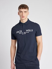 أزرق - قميص بولو بيكيه مصنوع من خامة %100 قطن من Jack Wills - صورة 1 من 7