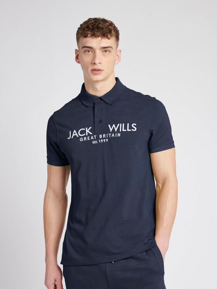 أزرق - قميص بولو بيكيه مصنوع من خامة %100 قطن من Jack Wills - صورة 1 من 7