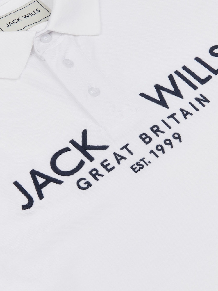 أبيض - قميص بولو بيكيه مصنوع من خامة %100 قطن من Jack Wills - صورة 6 من 6