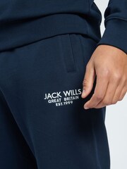 Jack Wills Blue 100% Cotton Graphic Haydor Joggers - Image 4 of 6
