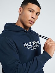 Jack Wills Dark Blue Batsford 100% Cotton Hoodie - Image 3 of 5