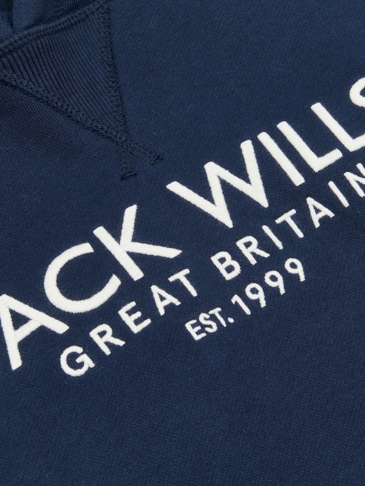 Jack Wills Dark Blue Batsford 100% Cotton Hoodie - Image 5 of 5
