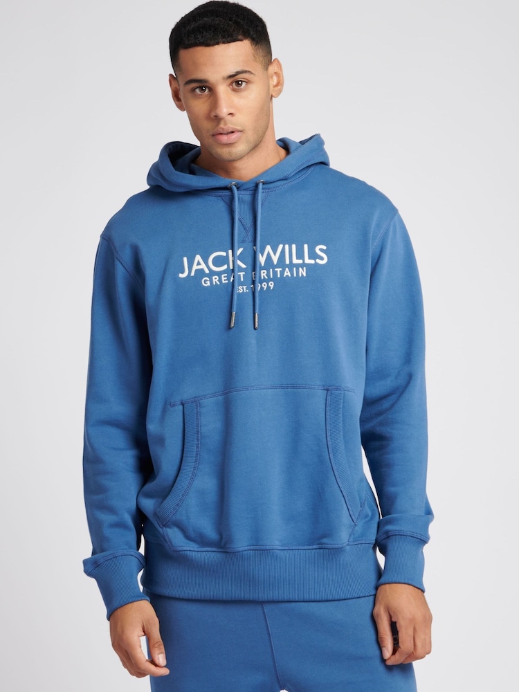 Jack Wills Blue 100% Cotton Batsford Hoodie - Image 1 of 7 Jack Wills Blue 100% Cotton Batsford Hoodie - Image 1 of 7