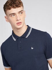 Jack Wills Blue Edgewear Pique 100% Cotton Polo Shirt - Image 4 of 6