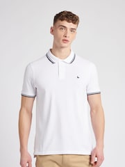Jack Wills White Edgewear Pique 100% Cotton Polo Shirt - Image 1 of 6