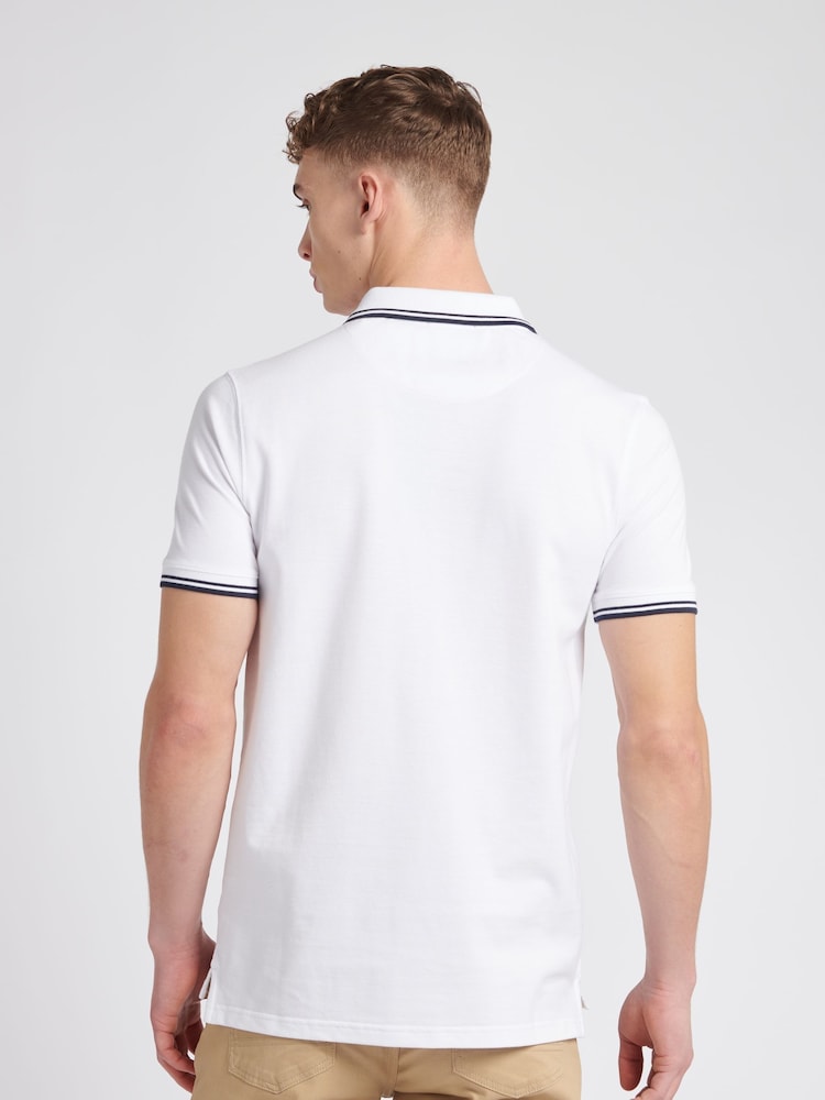Jack Wills White Edgewear Pique 100% Cotton Polo Shirt - Image 2 of 6