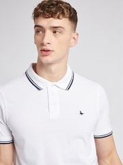 Jack Wills White Edgewear Pique 100% Cotton Polo Shirt - Image 4 of 6