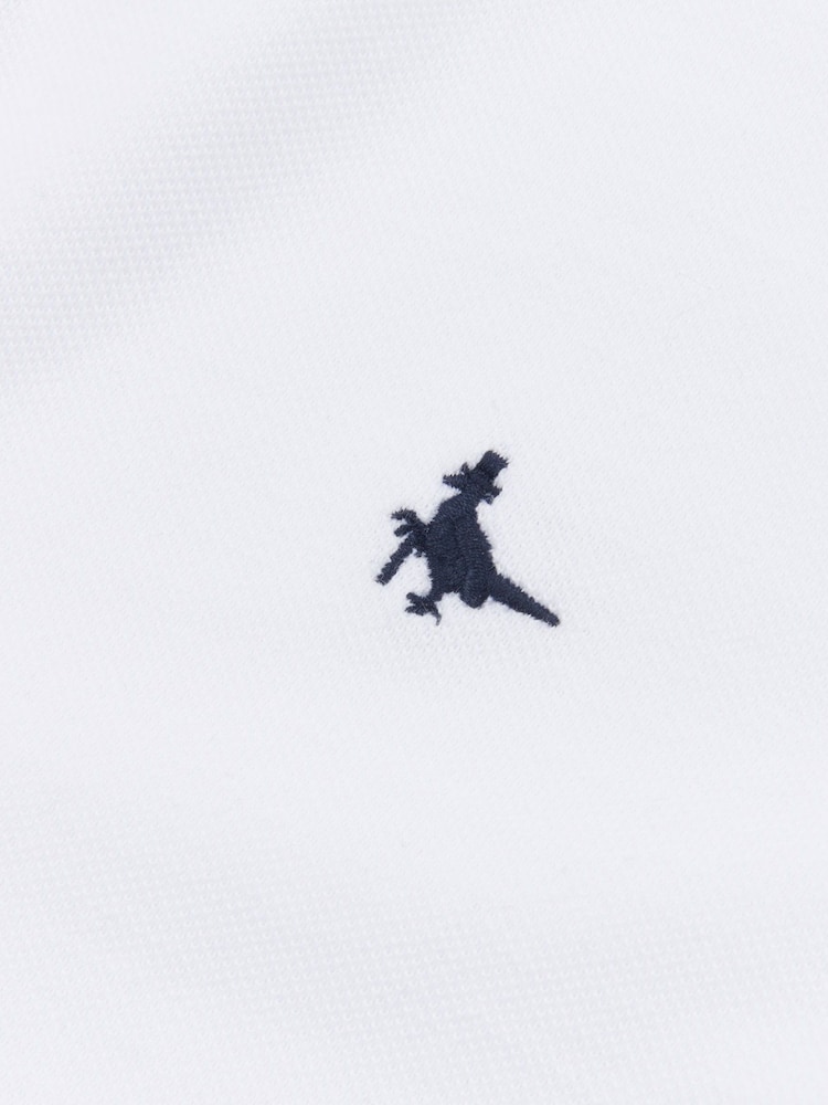 Jack Wills White Edgewear Pique 100% Cotton Polo Shirt - Image 6 of 6