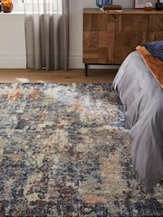 Navy Blue Rustic Abstract Rug - Image 1 of 7