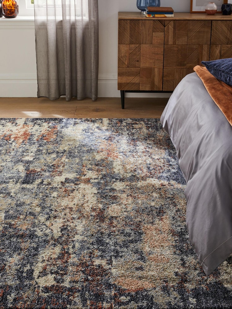 Navy Blue Rustic Abstract Rug - Image 1 of 7