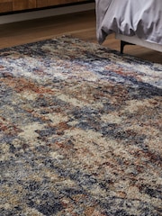 Navy Blue Rustic Abstract Rug - Image 3 of 7