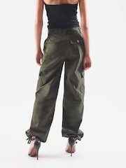 Khaki Green Parachute Cotton Cargo Trousers - Image 3 of 6
