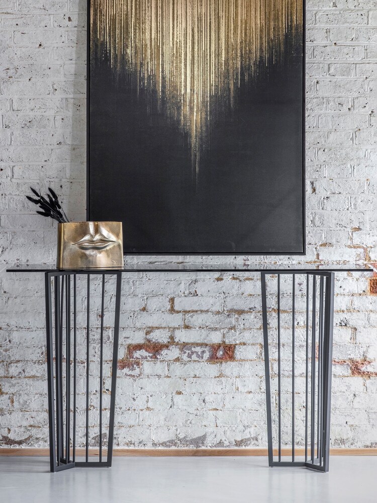 Libra Interiors Black Abington Tinted Glass Top Console Table - Image 1 of 4