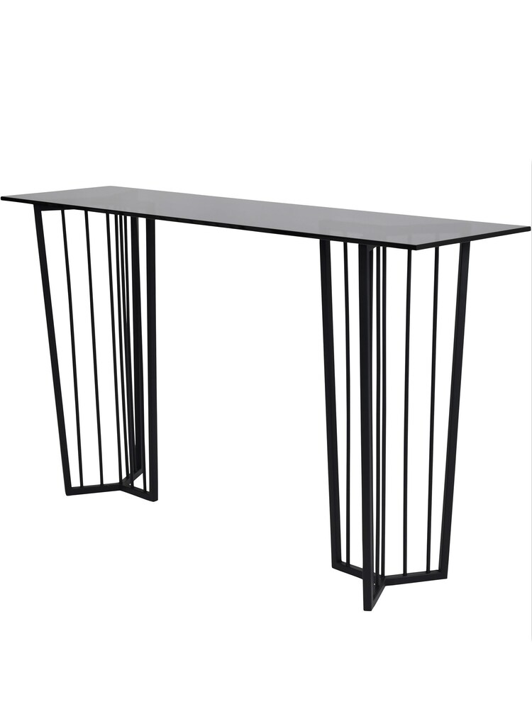 Libra Interiors Black Abington Tinted Glass Top Console Table - Image 4 of 4