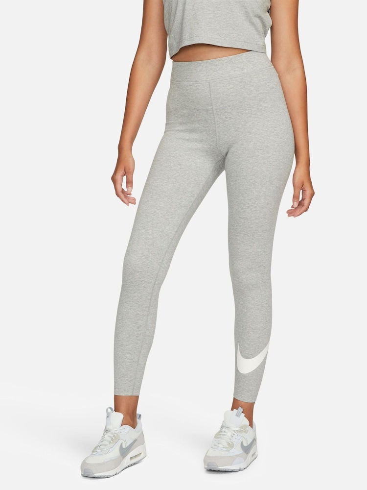 Nike Dark Grey Heather High-Waisted Graphic Leggings - Image 1 of 4