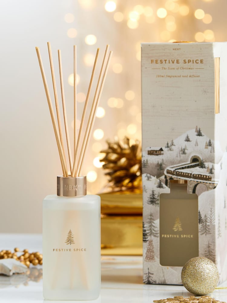 White Festive Spice Fragranced Christmas 180ml Reed Diffuser - Image 1 of 5